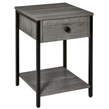 HOMCOM Industrial End Table with Storage Shelf, Accent Side Table with Drawer for Living Room, or Bedroom