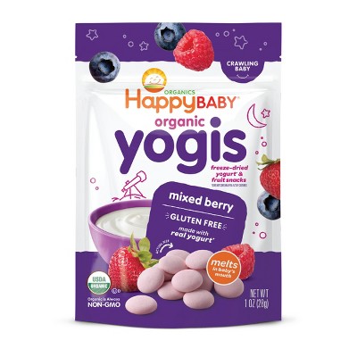 Image of HappyBaby Organic Yogis Mixed Berry Yogurt & Fruit Baby Snacks - 1oz