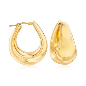 Ross-Simons Italian 18kt Yellow Gold Over Sterling Wide Hoop Earrings - 1 of 3