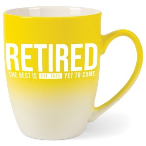 Elanze Designs Retired The Best Is Yet To Come Est 2023 Two Toned Ombre Matte Yellow and White 12 ounce Ceramic Stoneware Coffee Cup Mug - 1 of 4