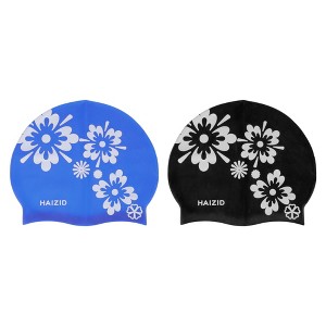 Unique Bargains Durable Silicone Waterproof Swim Cap 2 Pcs - 1 of 4
