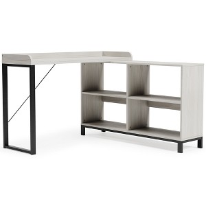 Signature Design by Ashley Casual Bayflynn L-Desk, White/Black - 1 of 4