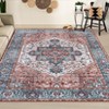 Vintage Floral Medallion Area Rugs for Living Room Dining Room, Retro Accent Low Pile Floor Carpet for Bedroom Home Office - 4 of 4