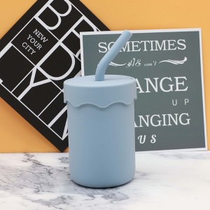 MyKids-Usa Baby Food Grade Silicone Straw Water Cup Training Leakproof Drop Resistant Drinking Cups - 1 of 4