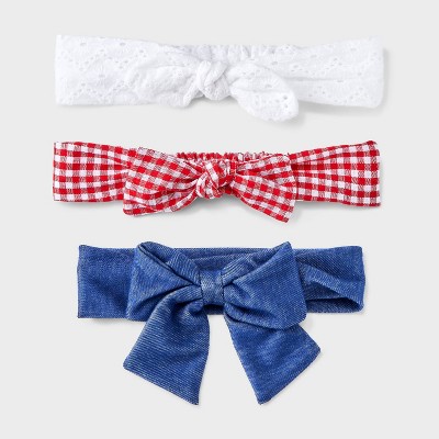 Image of Baby Girls' 3pk Soft Hair Headbands - Cat & Jack™ White/Red/Blue