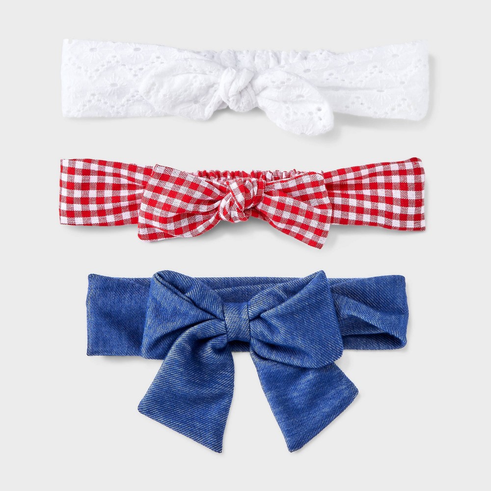 Photos - Hair Styling Product Baby Girls' 3pk Soft Hair Headbands - Cat & Jack™ White/Red/Blue
