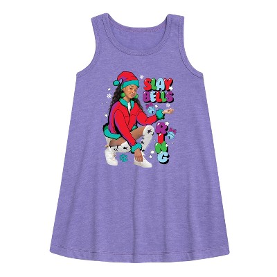 Nickelodeon Slay Bells Ring Graphic Sleeveless Aline Dress - Purple - 3T