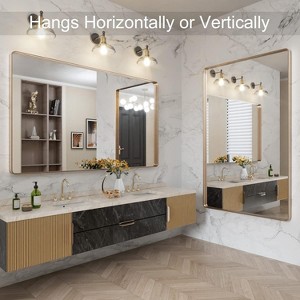 KIOTEE Rectangular Aluminum Alloy Framed and Tempered Glass Wall Bathroom Vanity Mirror in Matte Black - 1 of 4
