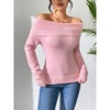 Womens Off Shoulder Knit Sweater Fitted Long Sleeve Elegant Pullover Sweater Tops - 3 of 3