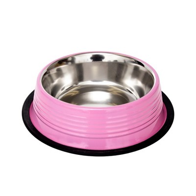 Golden Yellow 24 oz Stainless Steel Non-Skid Pet Bowls Set