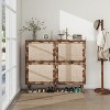 TIRAMISUBEST Farmhouse Shoe Cabinet - 4-Door Rattan, Entryway Storage (41"W x 35"H) - 3 of 4
