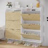 18" Narrow Shoe Cabinet w/ 3 Tilt-Drawers - Wood Tone Space-Saver for Hallways & Entryways, Adjustable Oak/White Finish - 3 of 4