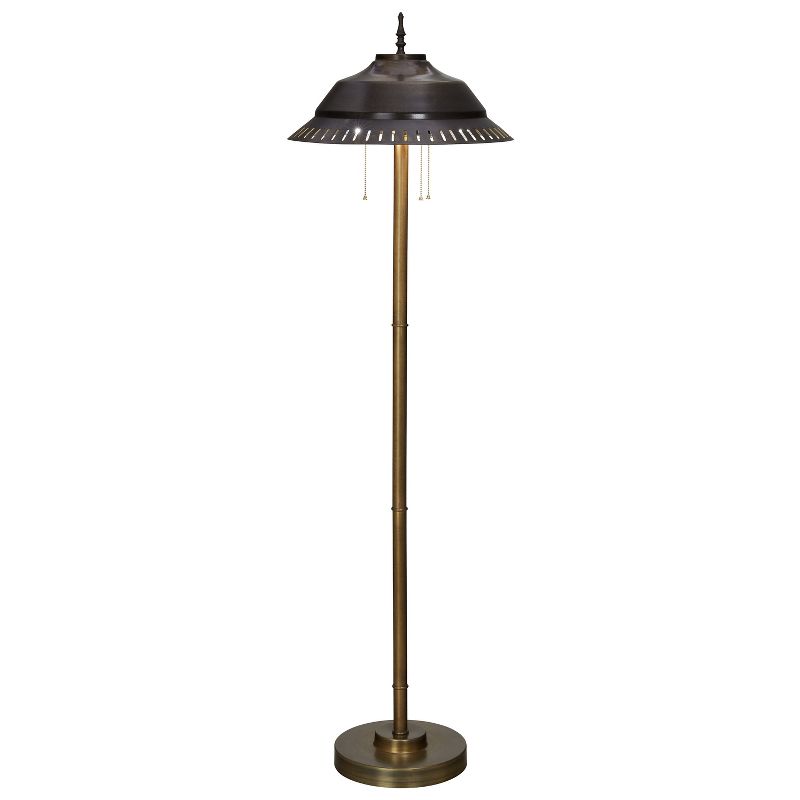 River of Goods 65.75&#34; 3-Light Iris Antique Bronze and Gold Metal Floor Lamp, 1 of 11