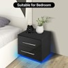 Hommpa Modern High Gloss LED Nightstand with 2 Drawers & Handle - 3 of 4