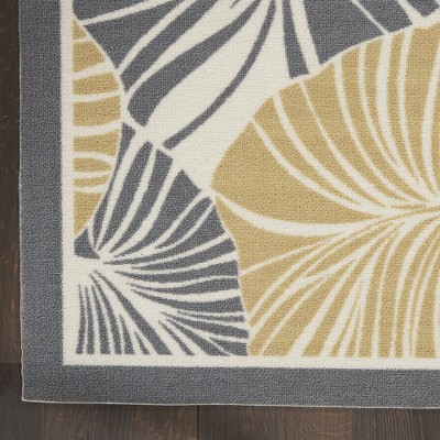 Gray and Beige Tropical Leaf Indoor/Outdoor Area Rug 4' x 6'