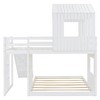 LOVMOR Wooden Twin Over Full Bunk Bed with Playhouse & Farmhouse, Loft Bed w/ Ladder, Slide & Guardrails for Bedroom Apartment Dorm - 4 of 4