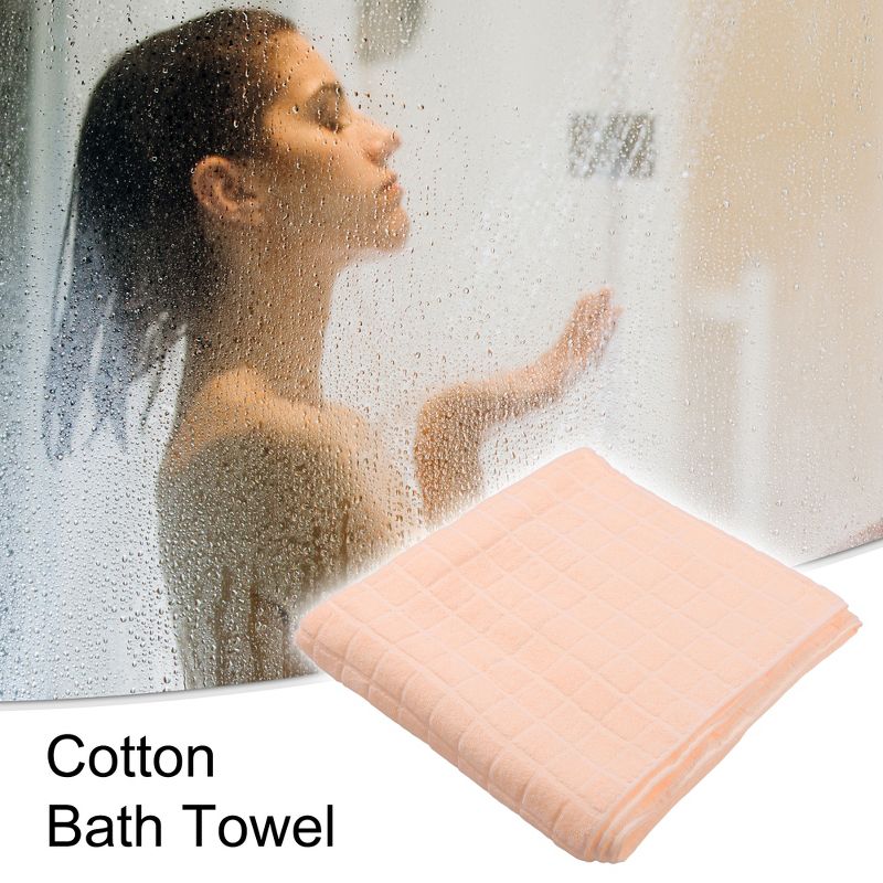 Unique Bargains Bathroom Shower Classic Soft Absorbent Cotton Bath Towel 55.12"x28.74" 1 Pc, 2 of 7