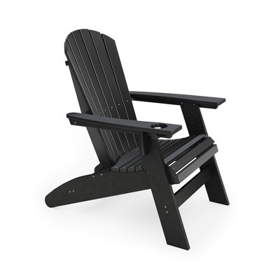 Black Adirondack Chair ¨C Sturdy HDPE Poly Lumber for Poolside, Patio, and Garden Relaxation