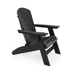 Black Adirondack Chair ¨C Sturdy HDPE Poly Lumber for Poolside, Patio, and Garden Relaxation - 1 of 4