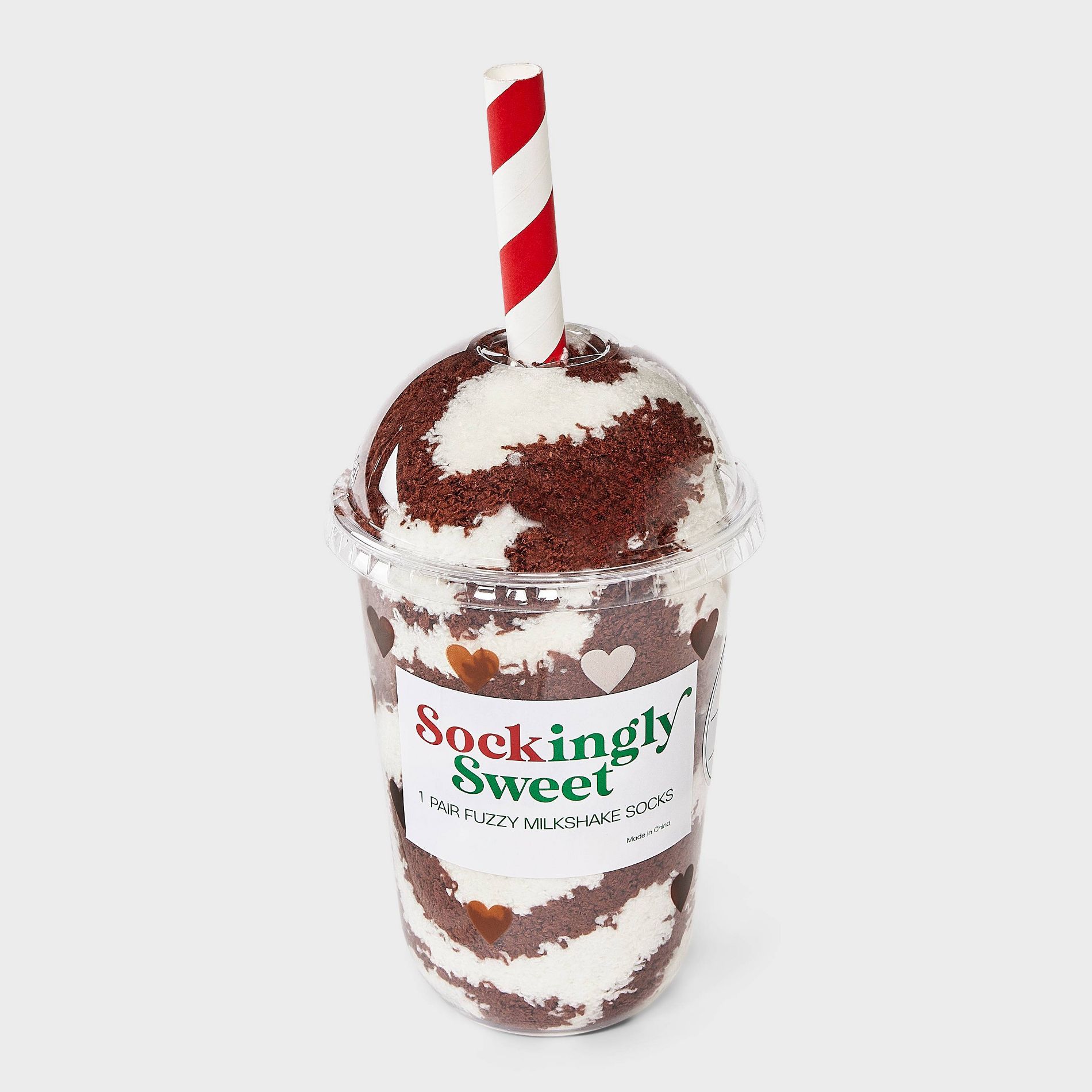 Women's Milkshake Christmas Cozy Crew Socks - Brown/White 4-10