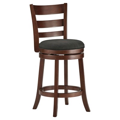 24" Hooper Swivel Counter Height Barstool Wood Charcoal Heather - Inspire Q