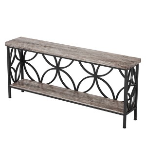 Gulches Industrial Console Table, Extra Long, 2-Tier Open Storage, Metal Frame, Vintage Grey, 70.9", Sofa/Entryway Table - 1 of 4