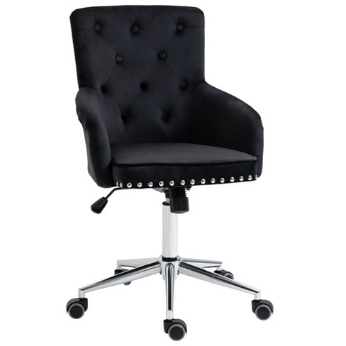 Homcom Mid-back Desk Chair With Button Tufted Velvet Back, Nailhead ...