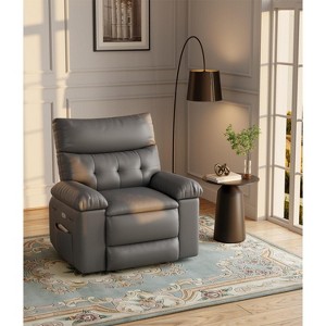 TROPOW Recliner Chair for Adults,PU Leather Electric Rocker Recliner,360 Degree Swivel Lounge Chair with Side Pocket,Modern Massage Recliner Chair - 1 of 4