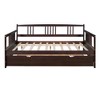 Full Size Daybed With Twin Trundle, Wooden Full Size Daybed Bed Frame With Rails For Bedroom Living Room No Box Spring Needed - 2 of 4