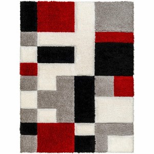 Hauteloom Greya Red & Black Tetris Rug - 1 of 4