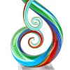 HomeRoots 12" Clear and Rainbow Murano Glass Modern Abstract Tabletop Sculpture - 4 of 4
