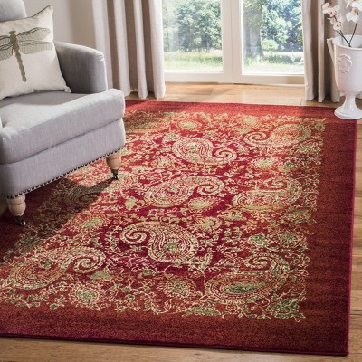 Lyndhurst Red and Multicolor Synthetic Rectangular Area Rug