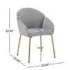 Modern Upholstered Dining Chair Set of 2 with Armrests and Gold Metal Legs for Dining Room-Baofuwish - 4 of 4