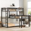 Whisen L-shaped Metal Triple Twin Size Bunk Bed with 2 Ladders- Black - image 2 of 4