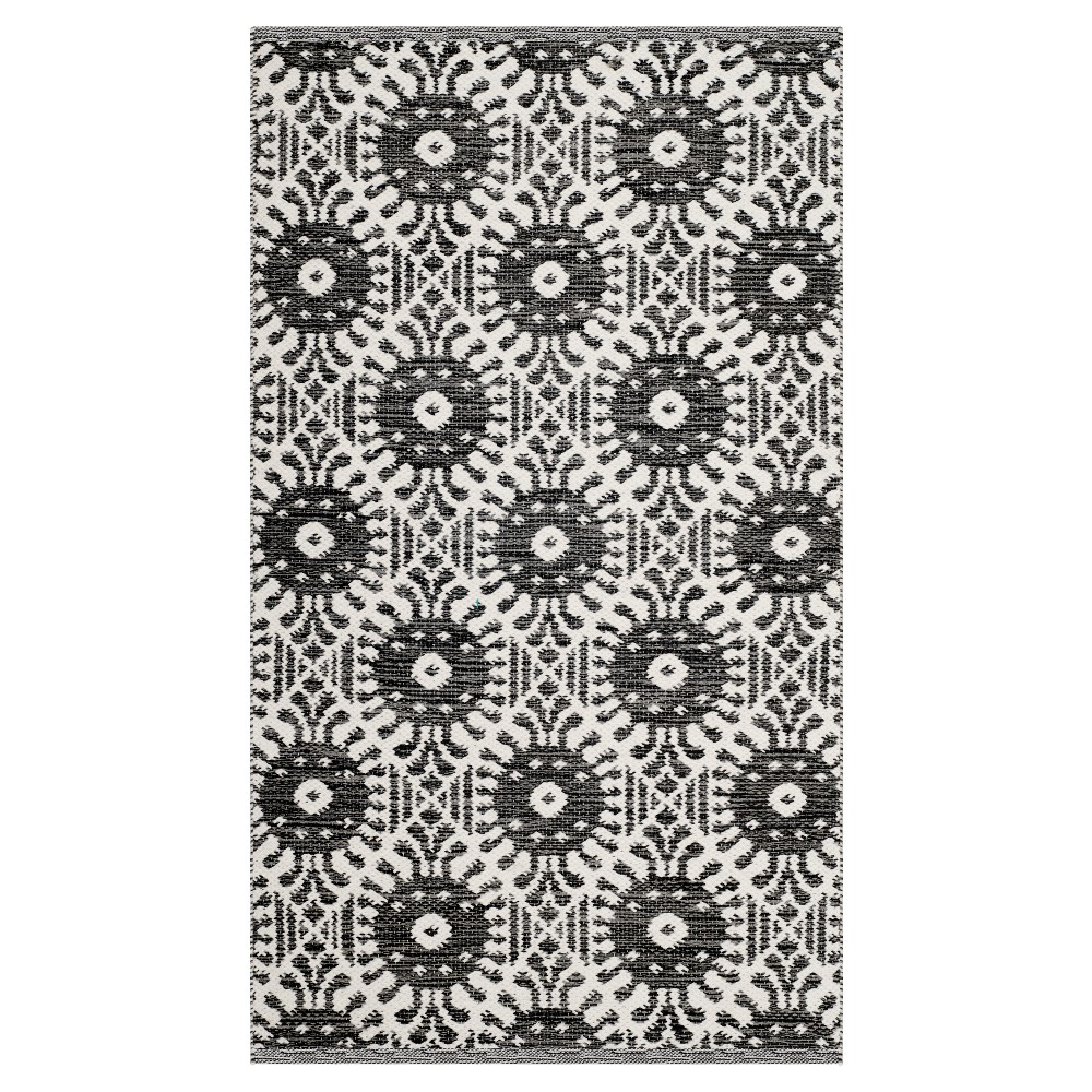 3'x5' Nedra Geometric Woven Area Rug Black/Ivory - Safavieh