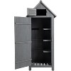 Garvee Outdoor Wooden Storage Shed with Sloping Asphalt Roof ¨C Weather-Resistant Fir Wood Garden Tool Organizer with 3 Compartments, Gray - 2 of 4