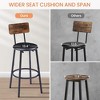 SKRAN Set of 3 Industrial Bar Table and Chairs, Square Pub Table with 2 Stools & Backrest,Counter Height set for Dining Room Small Space - 4 of 4