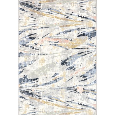 Nuloom Daveign Abstract Lines Pet Friendly Machine Washable Area Rug, 5' 3" x 7' 6", Light Beige