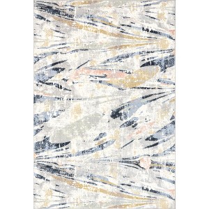Nuloom Daveign Abstract Lines Pet Friendly Machine Washable Area Rug, 5' 3" x 7' 6", Light Beige - 1 of 4