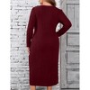 Clearlove Women's Plus Size Sweater Dress Long Sleeve Dress Sweet Heart Neck Fall Winter Long Dresses - 4 of 4