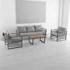 4-Piece Outdoor Patio Furniture Set with Teslin Rope Woven Sofa & Chairs, Plastic-Wood Coffee Table, outdoor Conversation Set - 2 of 4