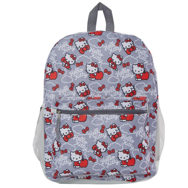 Hello Kitty Backpack for Girls, 16 inch, Red and Grey, 1 of 9
