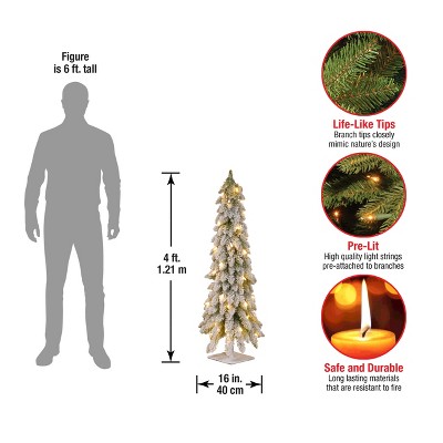 4' Prelit Snowy Downswept Artificial Christmas Tree with Clear Lights