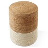 Hand-Braided Jute Pouf Ottoman Footstool, 14" Round x 16" High Natural Woven Footrest, Boho Farmhouse Decor for Living Room, Bedroom, Entryway - 4 of 4