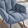 TopComfy Accent Chairs Soft Chair Glider Chair Tufted Upholstered Teddy Fabric Rocking Chair Accent Chair for Living Room, Blue, 28.5"*27.2"*11.5" - 3 of 4