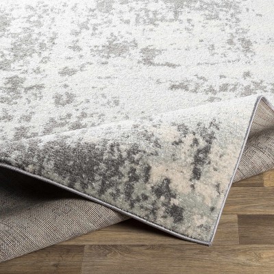 Modern Abstract Gray and White Medium Pile Area Rug, 6'7" x 9'