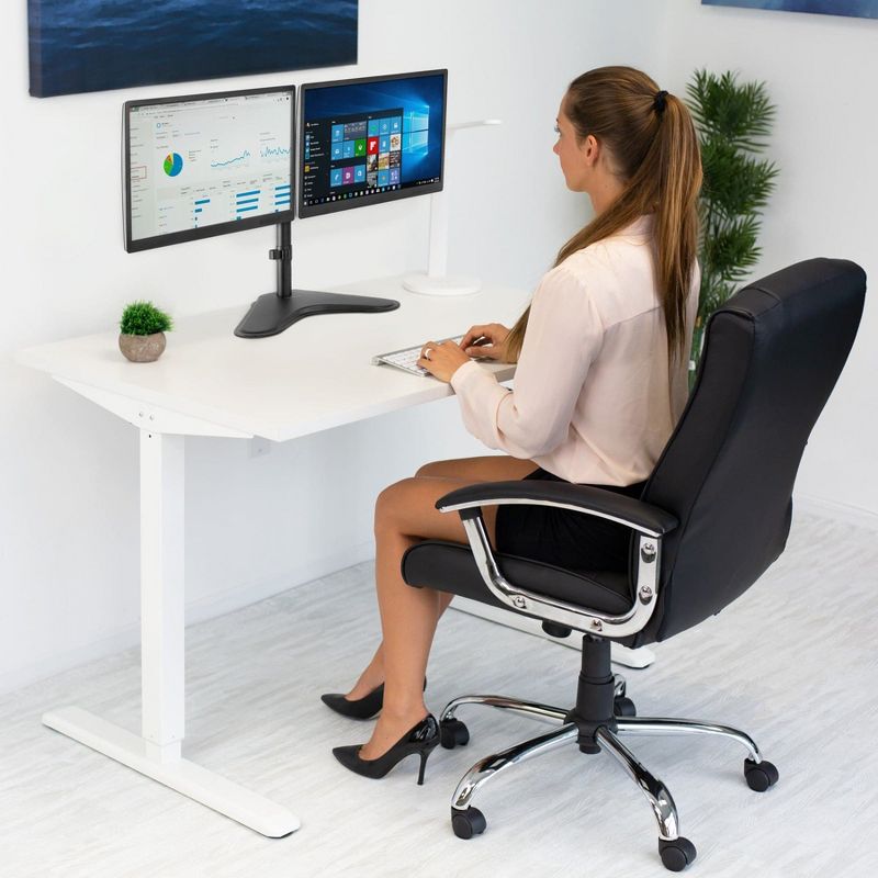 Mount-It! Double Monitor Desk Stand Fits 21 - 32 Inch Computer Screens | Freestanding Base | 2 Heavy Duty Full Motion Adjustable Arms, 3 of 10