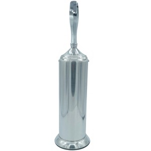 Home Mart Goods Chrome Toilet Brush Set with Holder - 17" Tall - 1 of 2