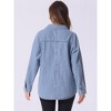 Allegra K Women's Denim Pullover V Neck Collared Long Sleeve Casual Jean Blouse - 3 of 4