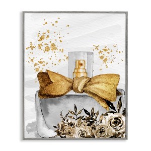 Stupell Industries Glitzy Floral Perfume Bottle Speckled Glam Design Black Framed Giclee Art - 1 of 4